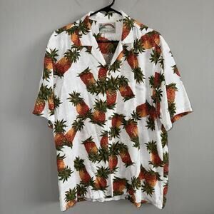 Vintage Paradise Found Pineapple Hawaiian Shirt Mens Large Button Up Pocket